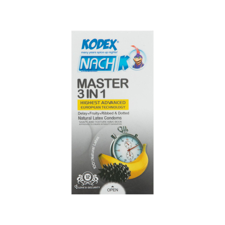 کاندوم کدکس مدل Master 3 In 1 بسته ۱۲ عددی با رایحه میوه